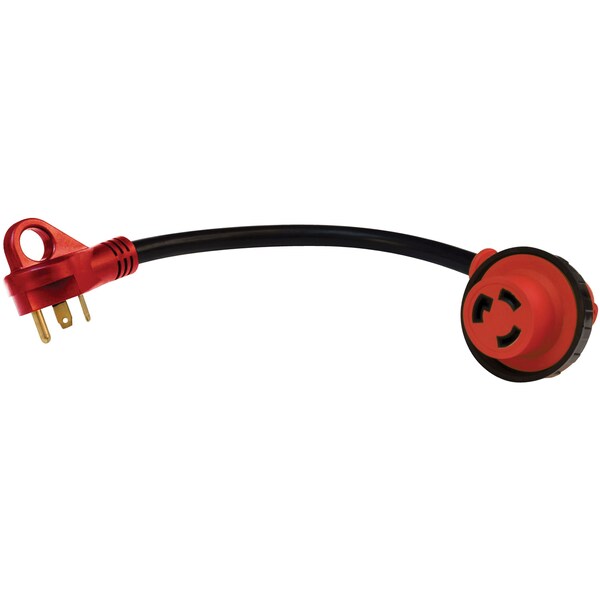 Valterra Valterra A10-3030D90 Mighty Cord 90 Degree Detachable 12 Adapter Cord - 30AM to 30AF, Red Bulk A10-3030D90 - main